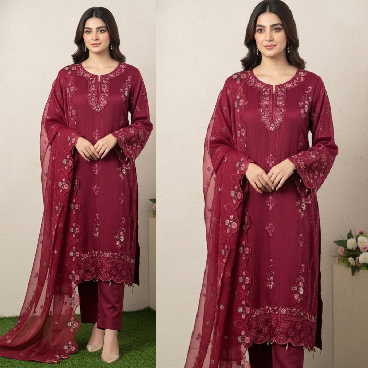 আনরেডি এম্বোডারি পার্টি ড্রেস কোডঃ501