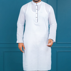 5.Menâs Premium Dhuti Fabric White Panjabi.