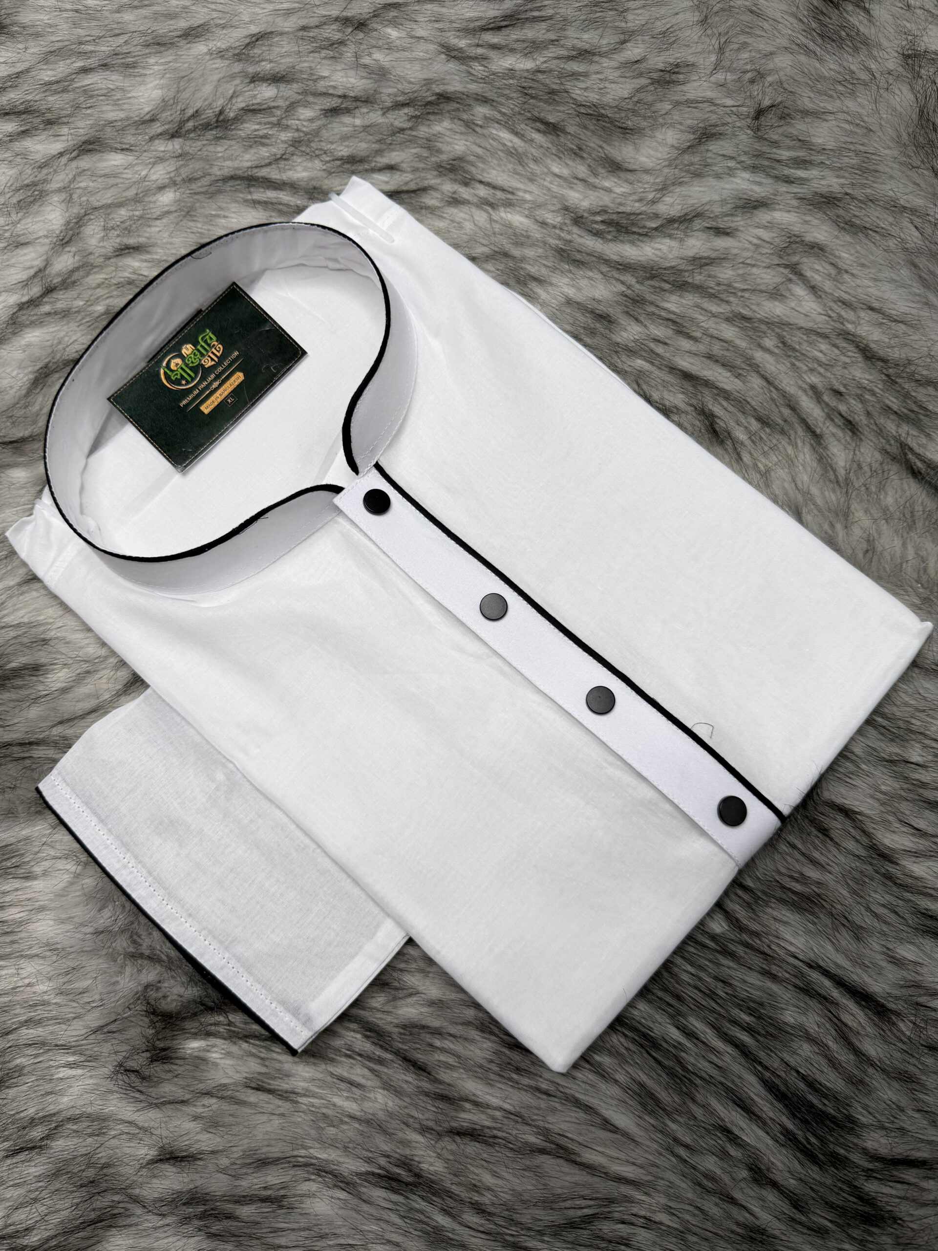 5.Men’s Premium Dhuti Fabric White Panjabi. - Image 4